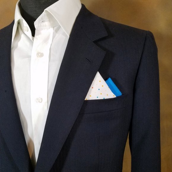 NEW - Contrasting Color 100% Cotton Pre-Folded Pocket Square Handkerchief Insert - Picture 4 of 7